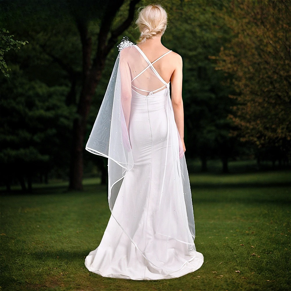 White Size Shoulder Pearls Tassels Bridal Shawl Wedding Bolero Capes Covered for Party Dress Wedding Accessories Evening Party