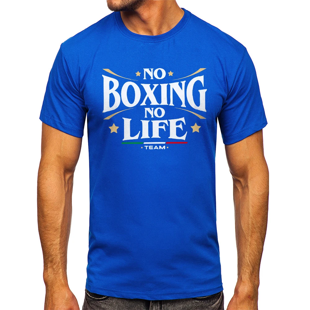 No Boxing No Life Gym Printed Vintage Men T-shirt Sport 100% Cotton Classic Tees for Men Women Sportswear Tops