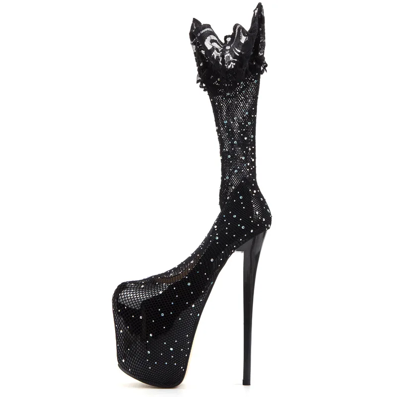 New Style Pole Dance Shoes Striptease Sexy Show Sandals 19cm Super High Heel Catwalk Stockings Stiletto Plus Size Women’s Shoes