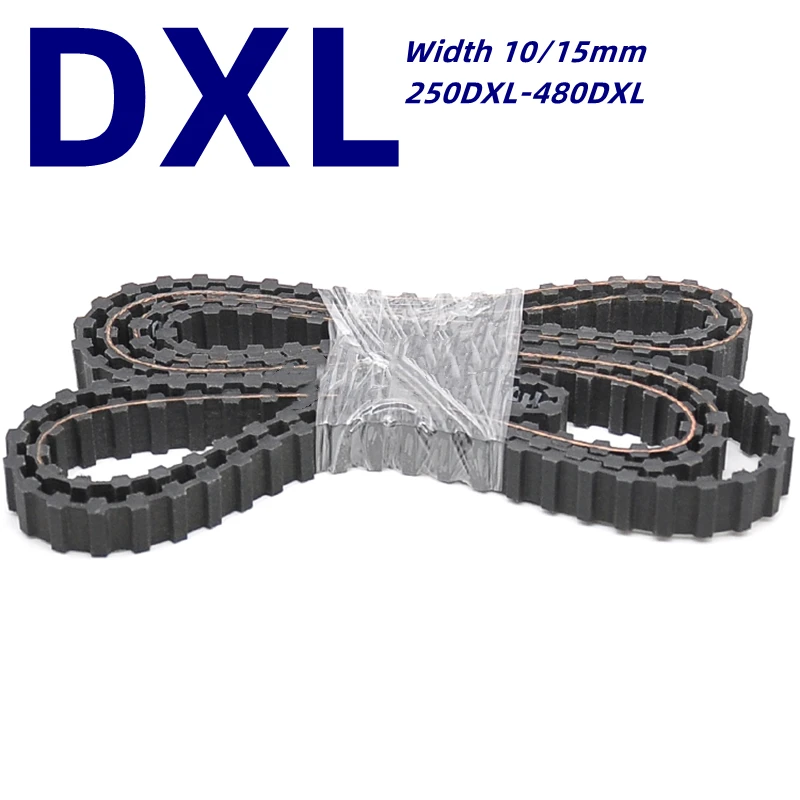 DXL-XL Black Rubber Double-sided Tooth Timing Belt Width 10/15mm 250/260/270/276/280/290/300/330/340/348/352/360/376/384-480DXL