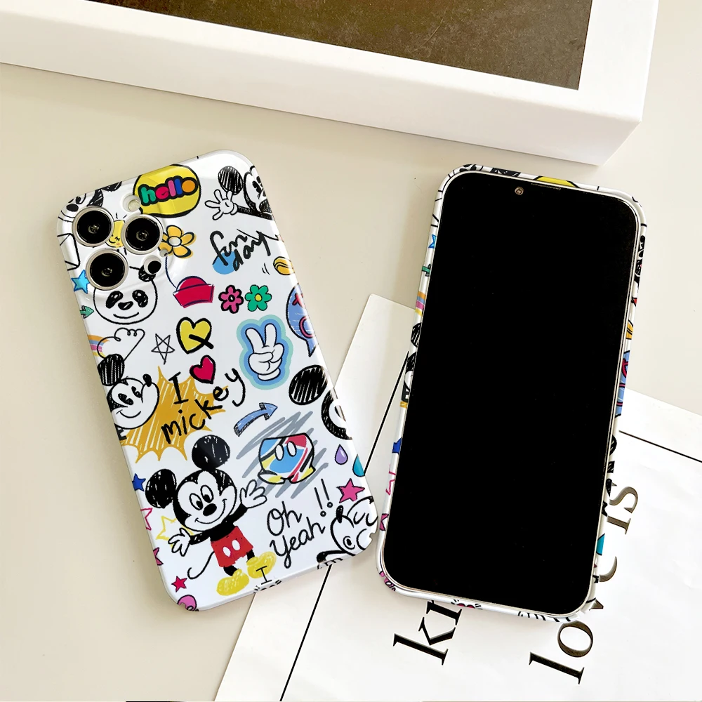 MINISO Cute M-Mickey M-Mouse For Samsung S23 22 21 Fe Ultra Plus A04 33 5G All-inclusive Glossy Hard Cover Film Shell