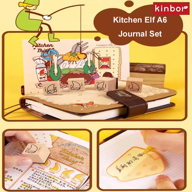 Kawaii Cookie A6 Planner Notebook Set Snap Closure Journal Clipboard Memo Pad Cheese Sticky Notes Stickers Study Office Supplies