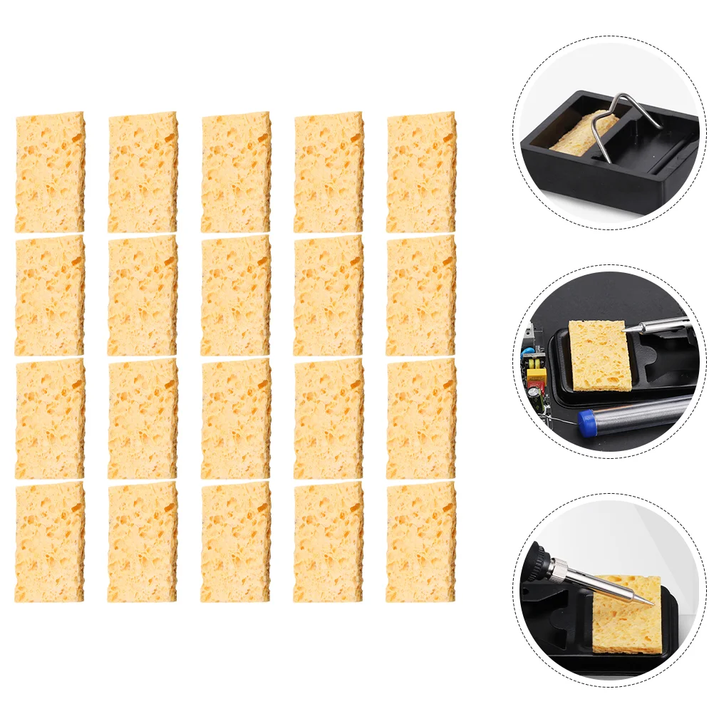 

20 Pcs Sponges Soldering Iron Cleaning High Temperature Resistance Coil Tip Cleaner Yellow