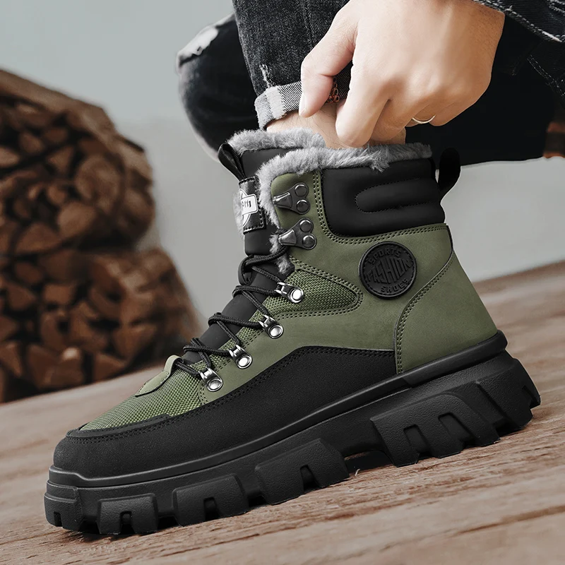 

Fleece Winter Bestseller High-top Boots Large-sized New High-quality Flat Warm Thick-soled Outdoor Sports Men's Boots
