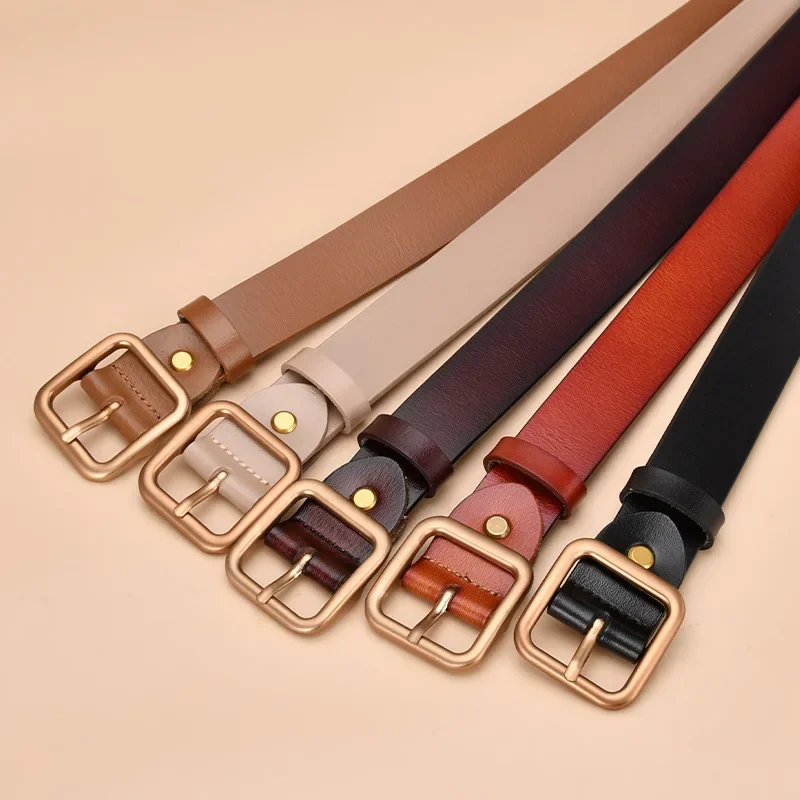 

New Cowhide Belt Ladies Pin Buckle Genuine Leather Casual All-match Retro Belt Female Japanese Buckle Jeans High Quality Belt