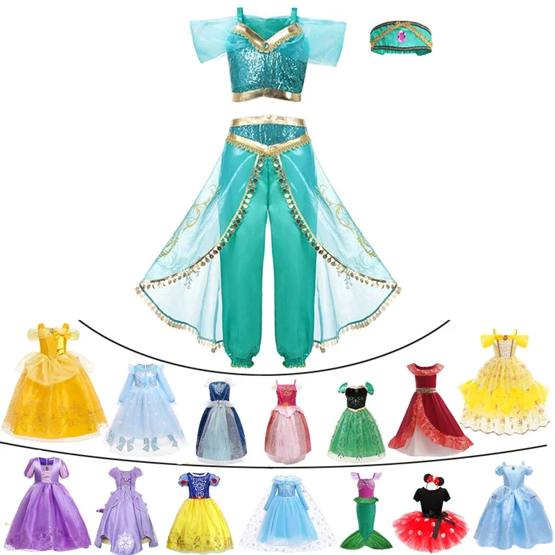 Fancy Baby Girl Princess Clothes Kid Belle Gown Sleeping Beauty Aladdin Cosplay Costume Child Elza Anna ena Sophia Party Dress
