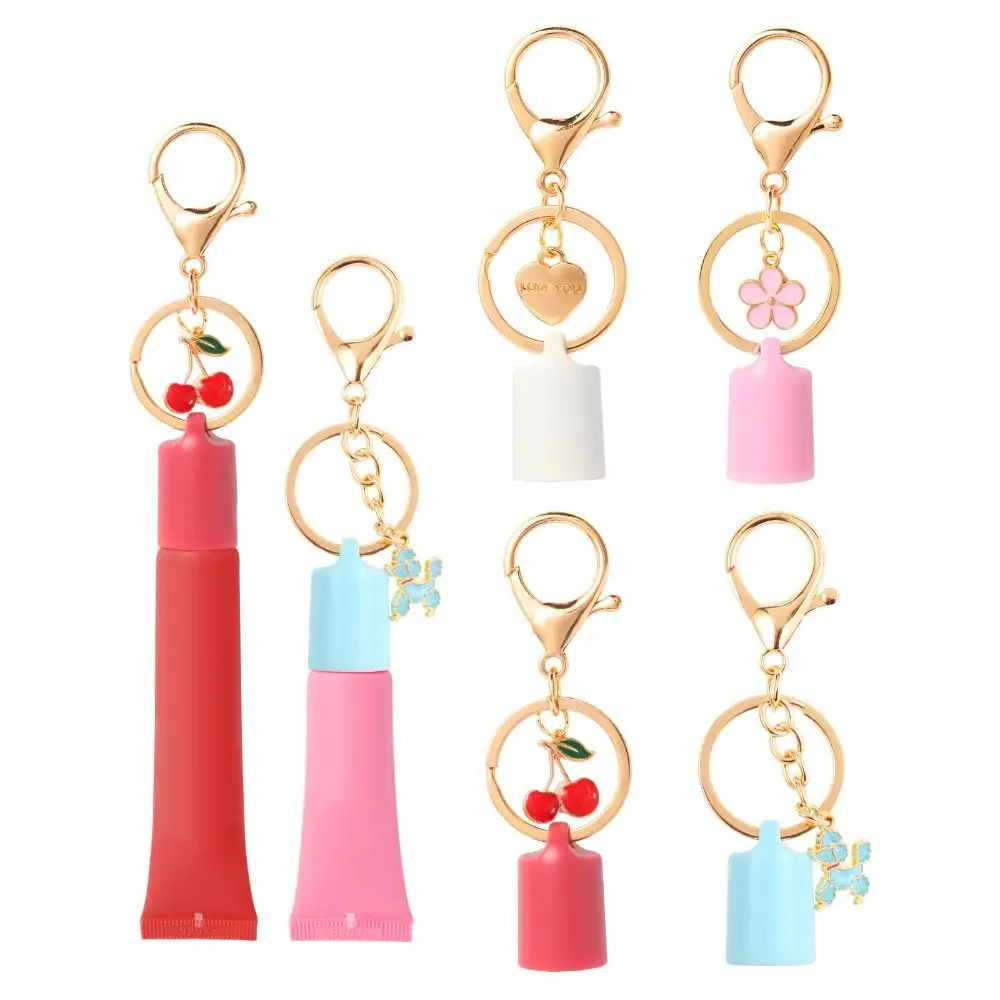 4PACK Silicone Lip Gloss Holder with Keyring Portable Lipgloss Case Colorful Flexible Chapstick Cover for Summer Fridays/LANGIGE