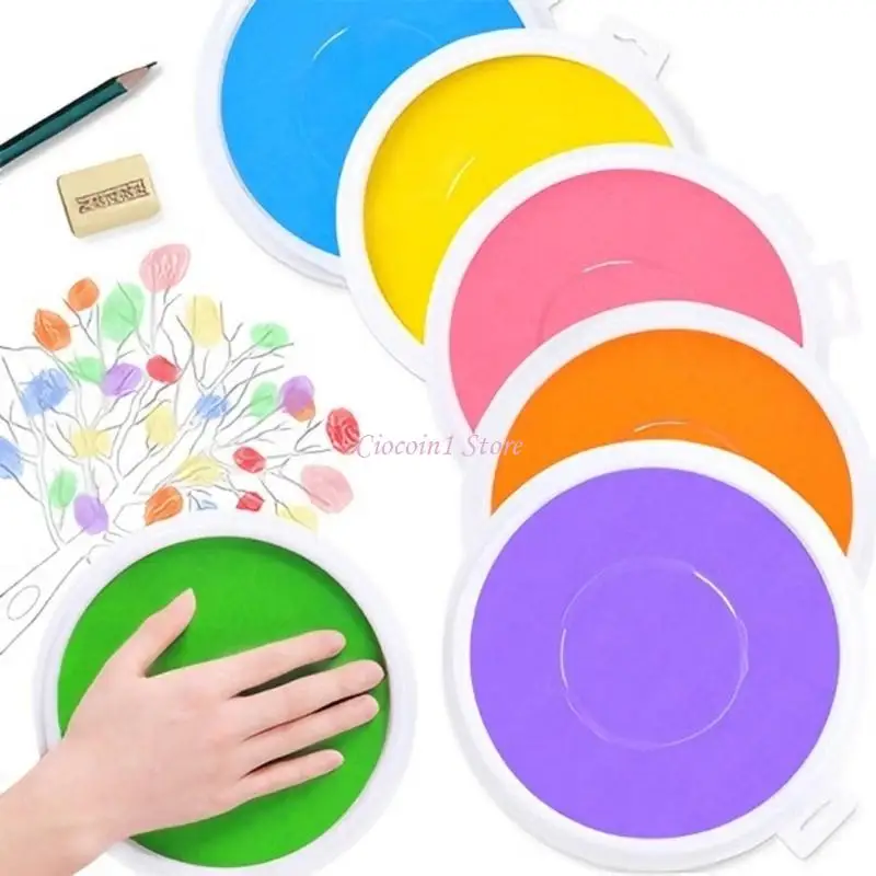 Y1UB Easy Use Large Finger Painting Pads Set of 8 Bright Color Water Based Stamp Pad for Toddler Art Craft Home School