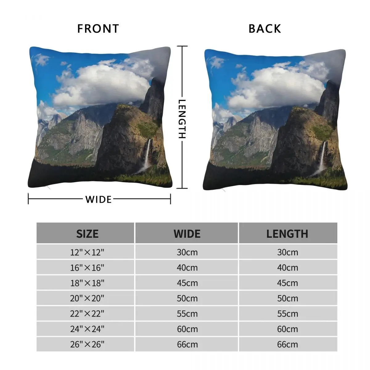Yosemite National Park Tunnel View Square Pillowcase Polyester Linen Velvet Creative Zip Decor Pillow Case Car