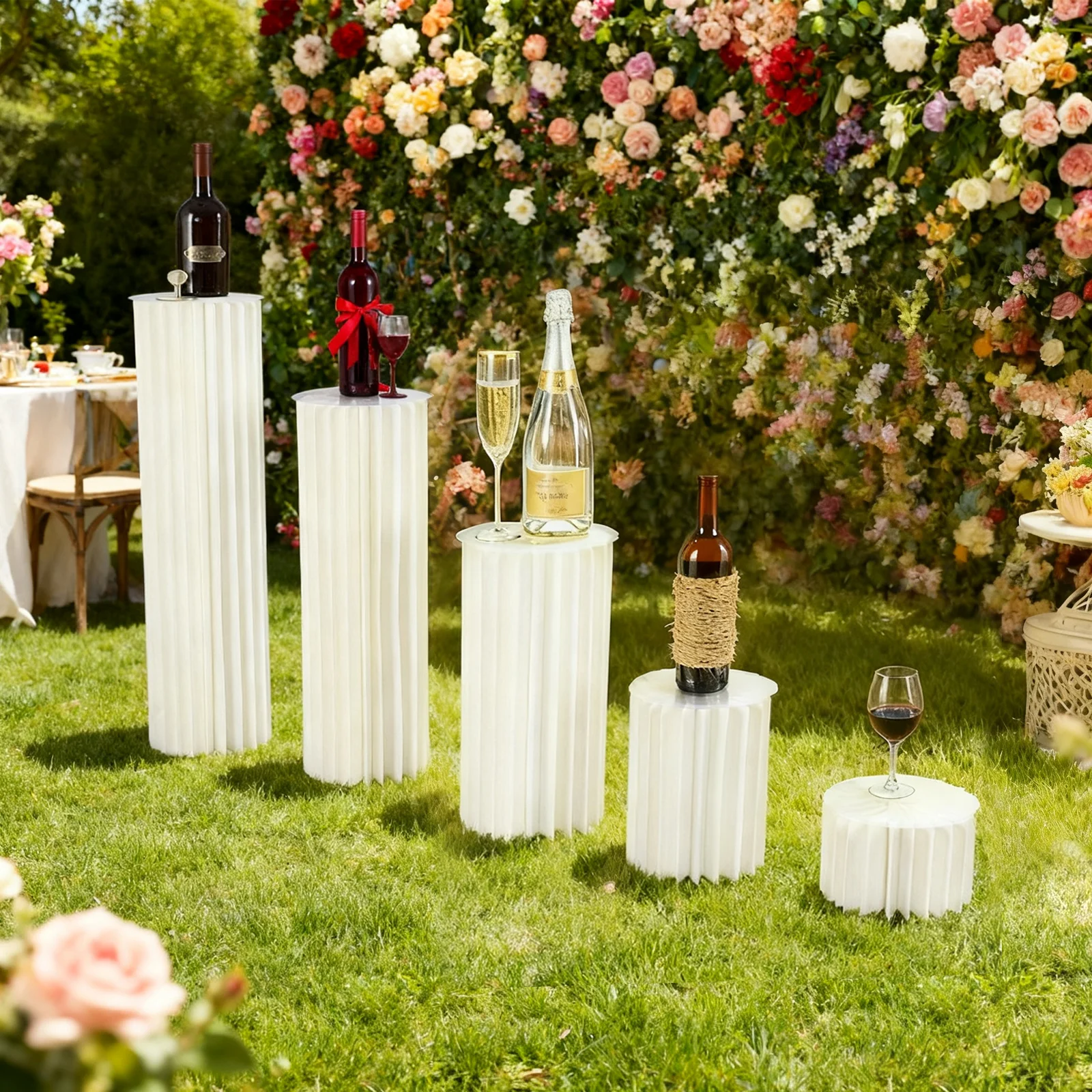 

Набор из 5 картонных ваз для свадебных композиций, подставки для цветов, молочно-белые, для украшения праздничного стола, цилиндрические, с сотовой структурой