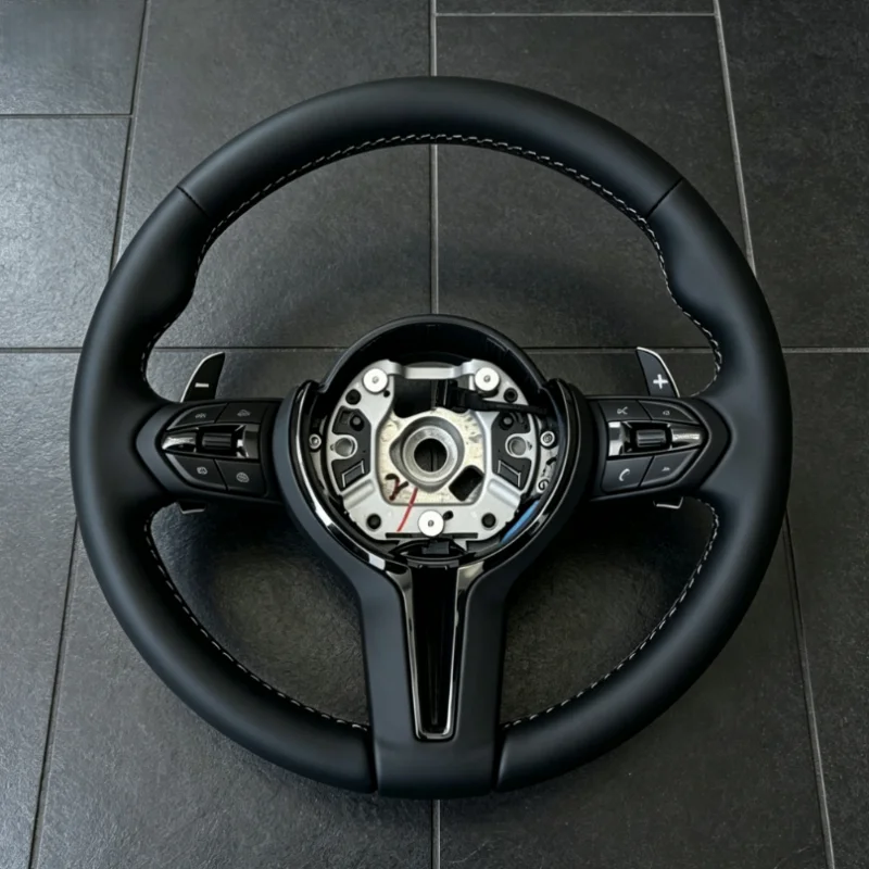 Car Steering Wheel For BMW M3 M5 F10 F13 F15 F20 F22 F23 F30 F33 F34 F25 F80 X1 F48 X5 F15 X3 E90 E71 E84 Black Leather M Sport