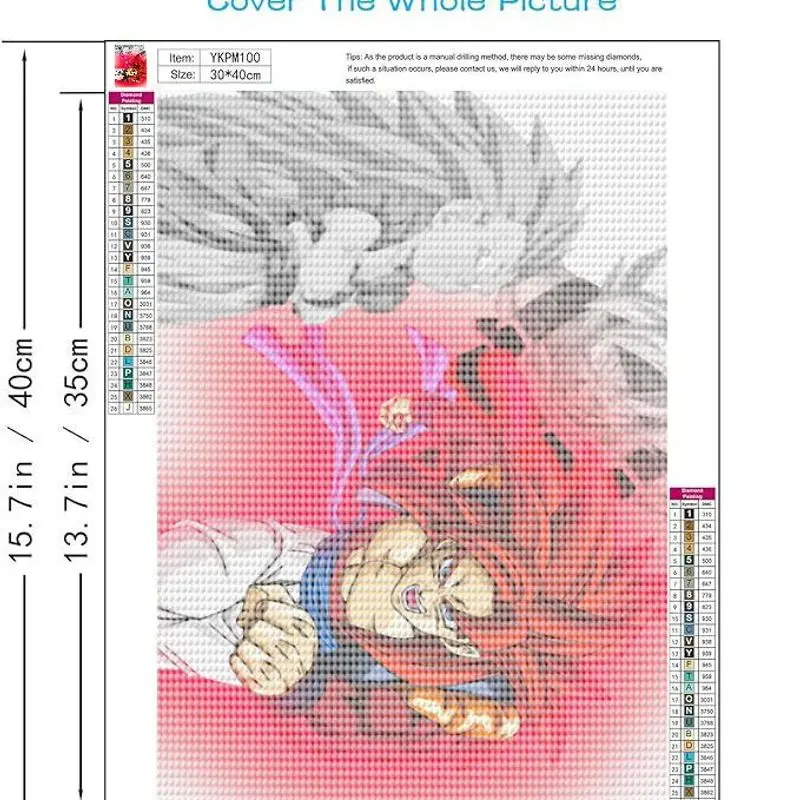 ドラゴンボールZ 孫悟空 超サイヤ人4 5Dダイヤモンドペインティングキット、フルドリルDIYアニメ漫画キャラクタークリスタルラウンドレジンダイヤモンド