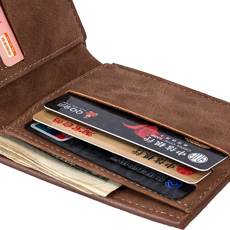 Fashion PU Leather Men's Wallets With Coin Bag Zipper Small Bank Purses Dollar Slim Purse Card Holders New Design Money Wallet