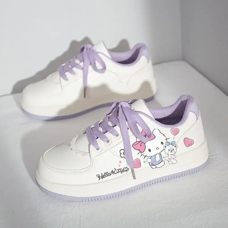 Sanrio Hello Kitty Kawaii Girl Skateboard Shoes Women Shoes Breathable Small White Shoes Comfortable Versatile Student Sneakers