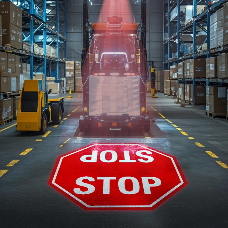 Waterproof LED Stop Sign Projection Light Outdoor Industrial Stop Warning Signal Lamp for Safety