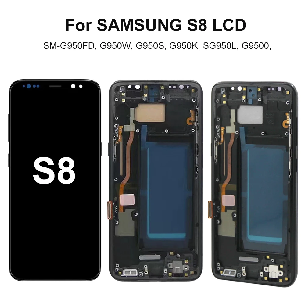 S8 Plus S8+ G955F TFT Screen Replacement for Samsung Galaxy S8 G950F Lcd Display Touch Screen Digitizer with Frame Assembly