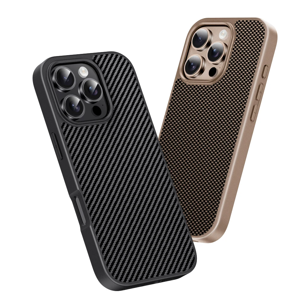 Luxury Shockproof Matte Phone Case For iPhone 17 16 14 11 12 13 15 Pro Max Air 17Pro16Pro Kevlar Carbon Fibre Pattern Back Cover