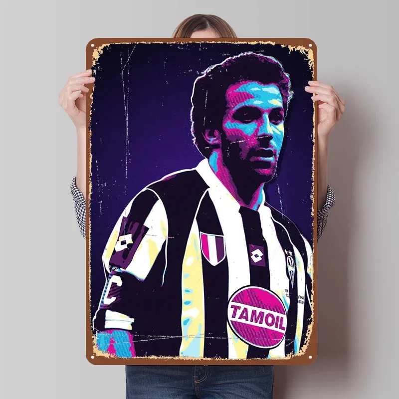 روبرتو باجيو الرياضة الرجعية لاعب كرة القدم ملصق معدني جدار ديكور مخصص معدن القصدير علامات لغرفة الديكور جدار الفن