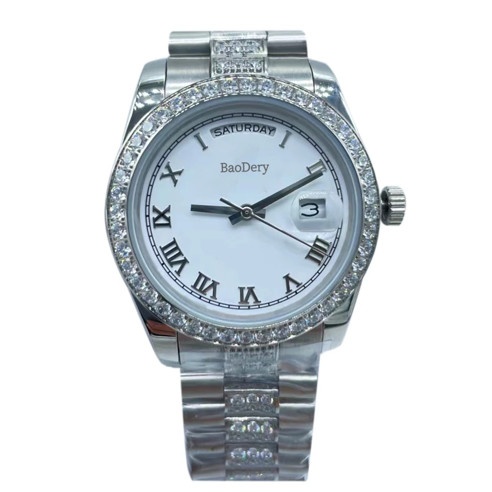 High-Quality 36mm watches for women,WatchGolden Bezel, Dial with Roman Numerals Gem Scale for Lady\'s best gifts for,Watch