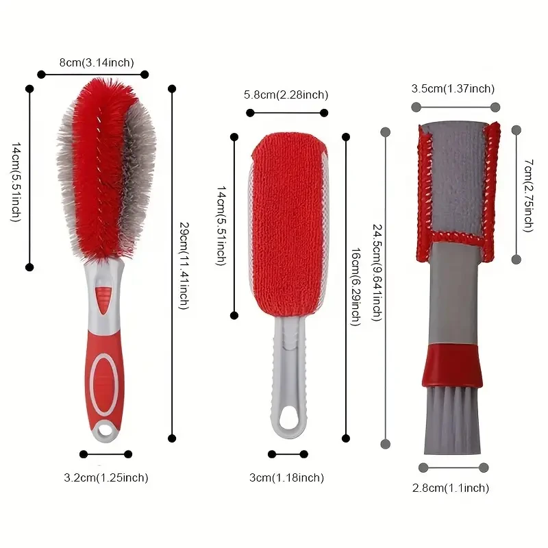 Car Detailing Brush Set Soft Bristle Car Air Vent Cleaning Brush Kits Car Air Outlet Tire Motorcycle Wheel Wash Accessories