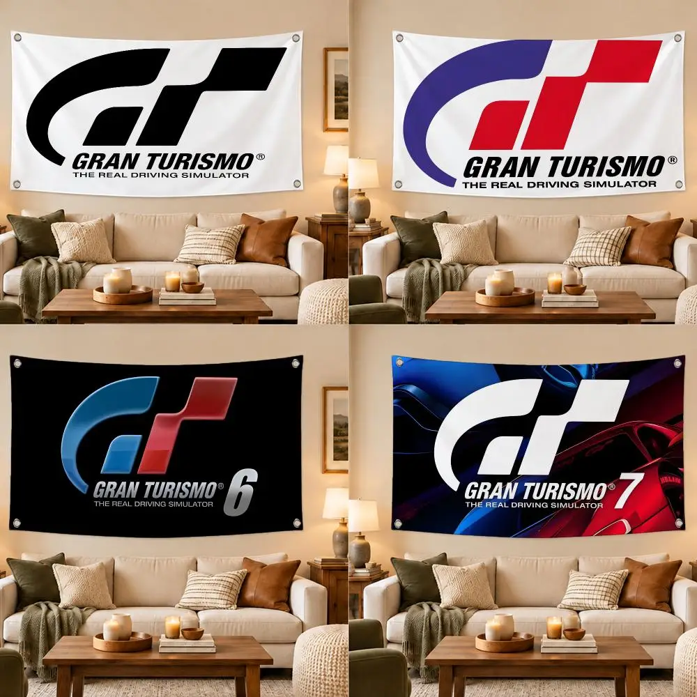 Game Gran Turismo Flags Modern Fabric Banner Pennants Bedroom Garden Party Birthday Wall Ornament Decor