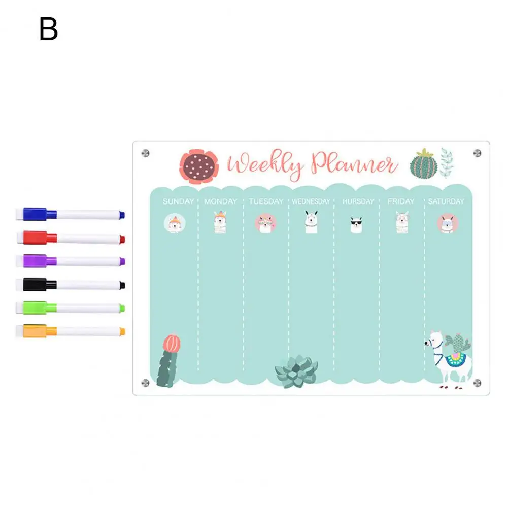 Durable Acrylic Board Organizational Magnetic Stickers Transparent Acrylic Weekly Planner Message Board for Smooth Writing