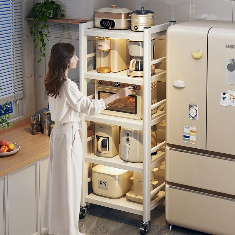 Carbon Steel To Tier Kitchen Storage Rack Movable Floor Standing Organizer Pots Pans Oven Microwave Adjustable Shelf Height