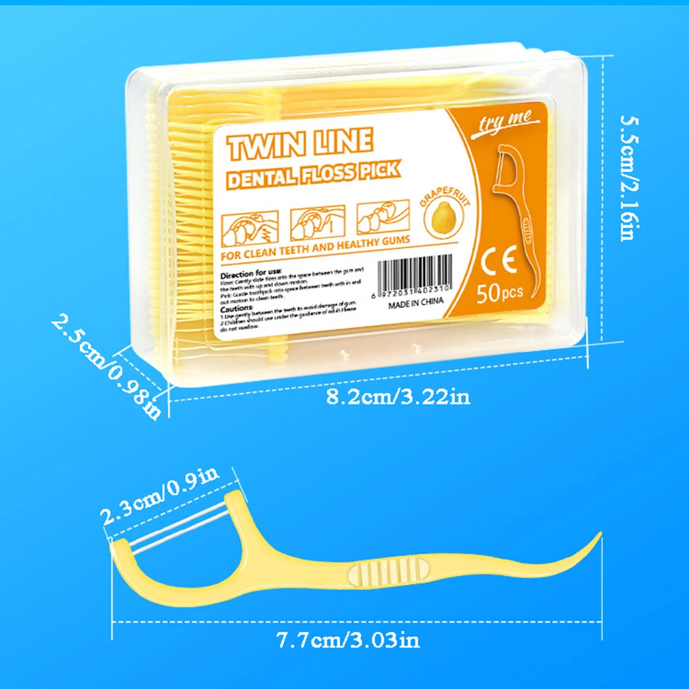 Fil dentaire ultra fin avec boîte de rangement, cure-dents portable, nettoyant pour dents, hygiène buccale, saveur de fruit et de menthe, 50 pièces par boîte