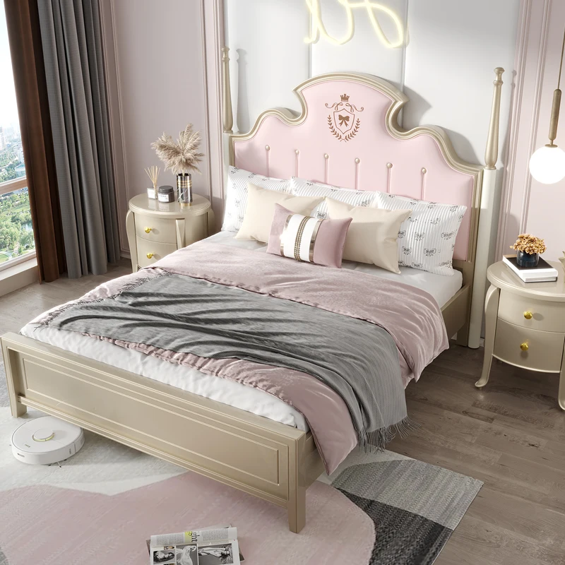 

Princess European Double Bed Luxury Modern Queen Size Twin Bed Wood Girls Camas Matrimonial Master Bedroom Furniture