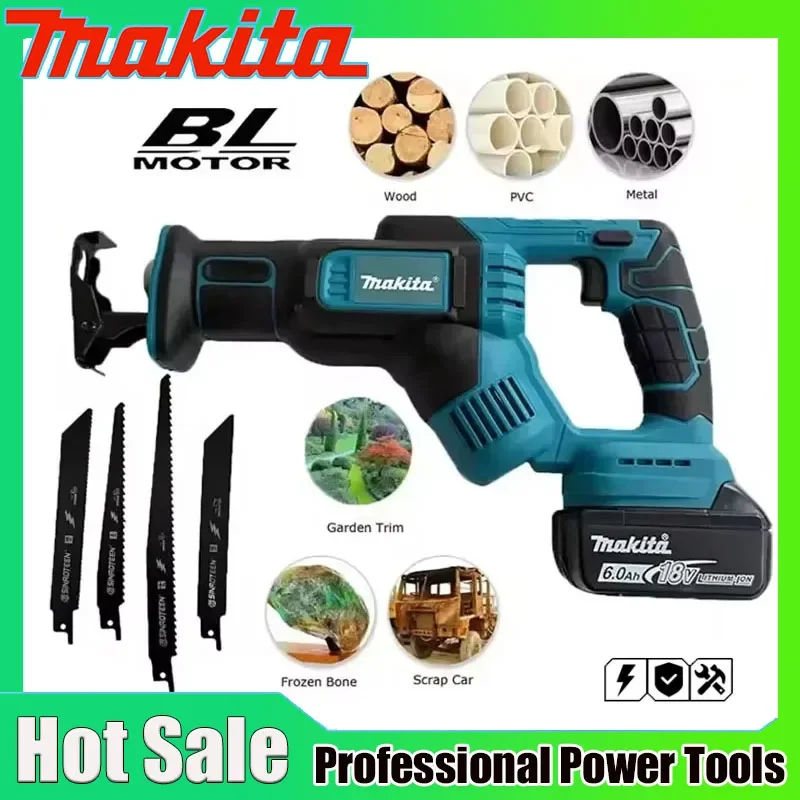 

Makita Cordless Reciprocating Saw Power Saw for Wood / Metal Cutting with 4pcs Blades (No Battery)