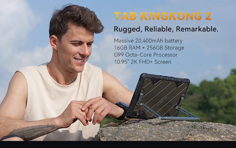 Cubot Tab KingKong 2, Rugged Tablet Android 14, Helio G99, 20400mAh Battery,16GB RAM+256GB ROM, IP68 Waterproof, 10.95" Screen