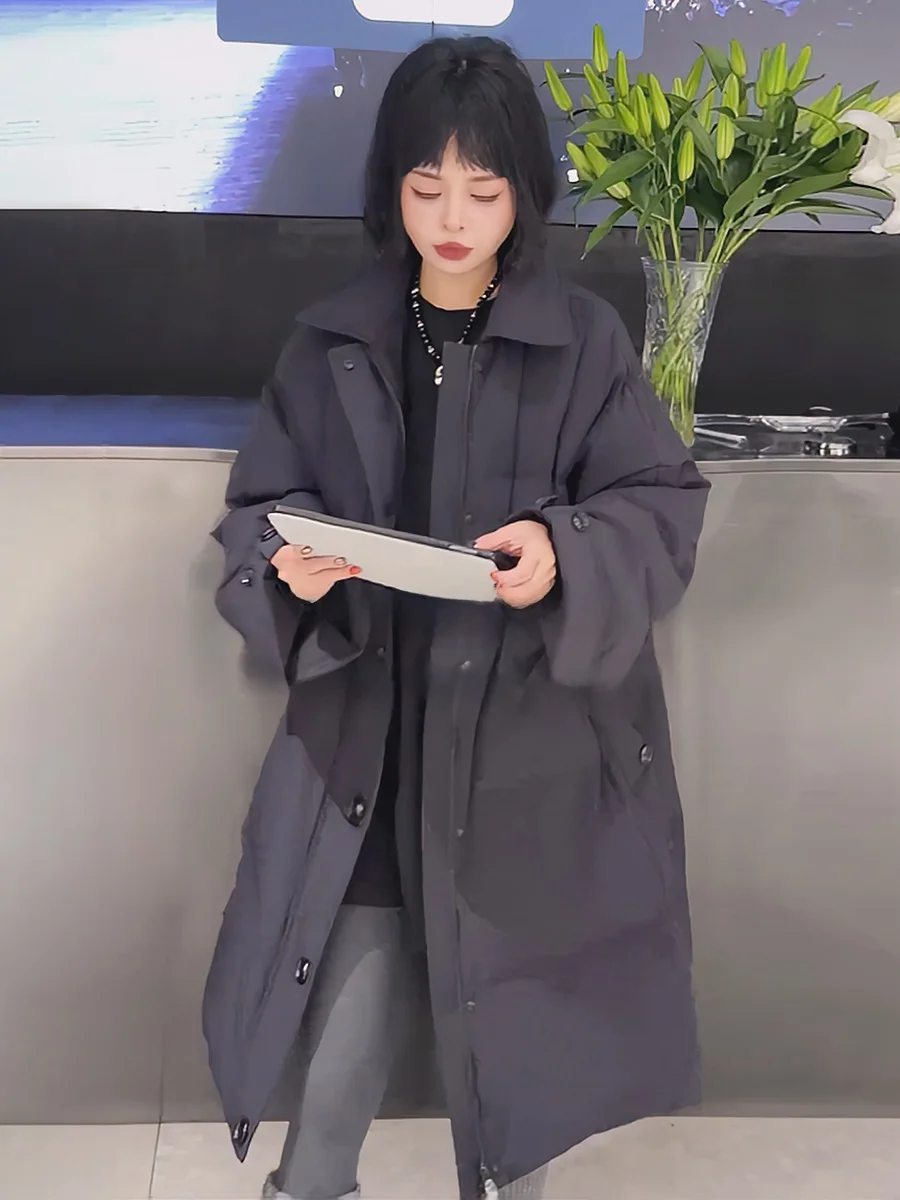 Casaco Feminino de Alta Qualidade Estilo Europeu com Cinto na Cintura, Branco, Longo, com Zíper, Comprimento Médio