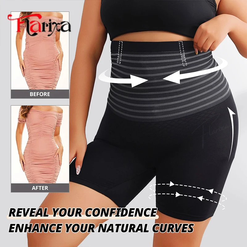 Flarixa Plus Size High Waist Tummy Control Shapewear Shorts Postpartum Underwear Seamless Belly Control Panties Thigh Slimmer