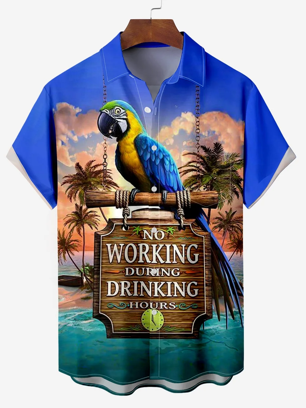 

Men's 3D Parrot Bird Print Casual Hawaiian Shirt Short Sleeve Button up Lapel Fashion Top for Homme Harajuku Ropa Hombre