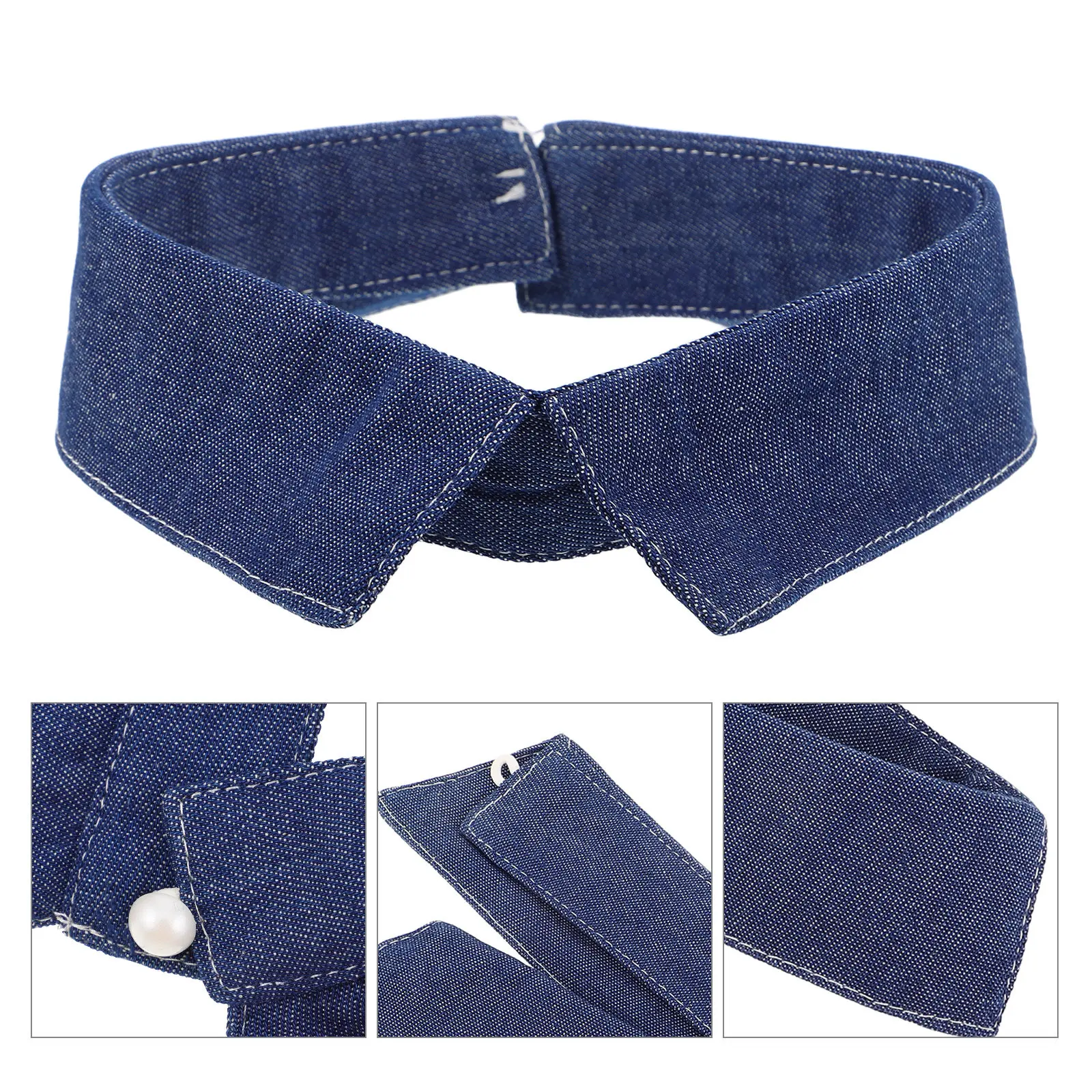 Detachable Denim Fake Collar Removable Decorative Choker Shirt Collar Blouse Accessory Lapel Dickey for Sweaters Fashion