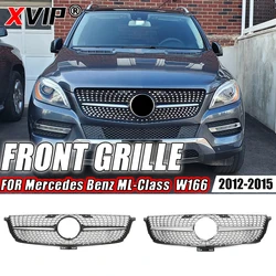 XVIP Chrome Diamonds Style Front Racing Grille For Mercedes Benz ML-Class W166 12-15 ML350 ML550 Black GTR Style Bumper Grilles