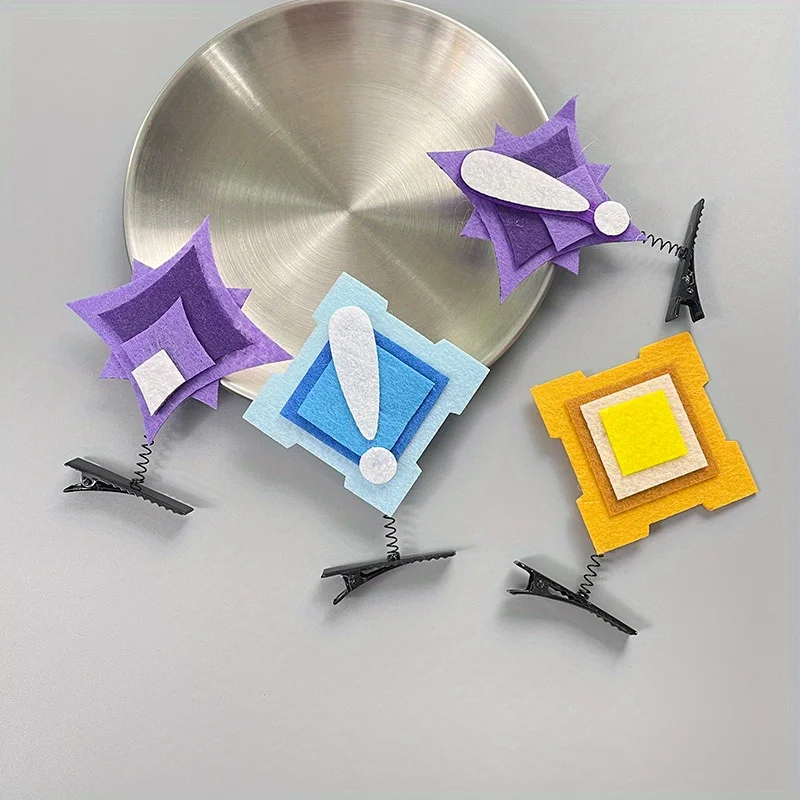 4Pcs World Quest Icon Shaped Hair Decorations and Hair Clips, Perfect for Cosplay Decoration, Anime and Gaming Merchandise
