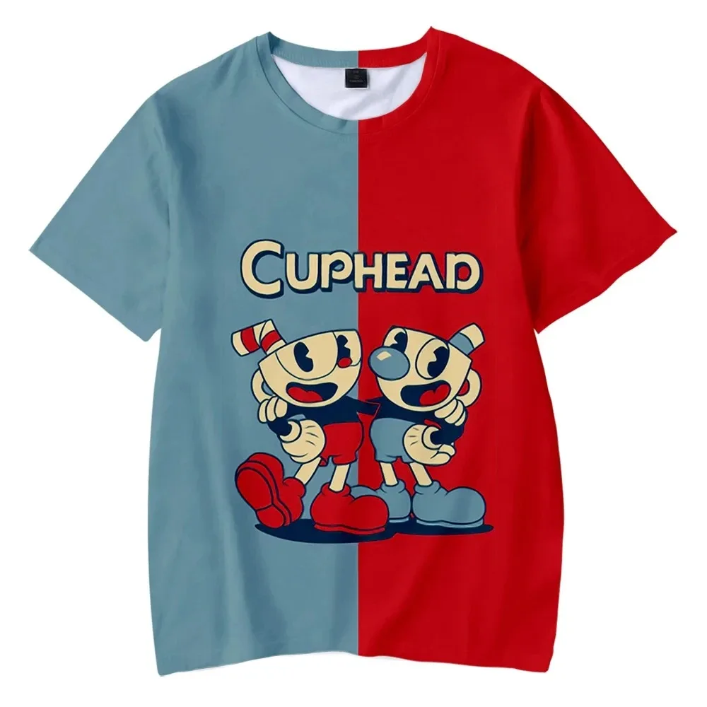 Cuphead Mugman Video Game Graphic T Shirts Harajuku Fashion 3D Printed T Shirt For Kids Clothes Casual Boy Tee Tops