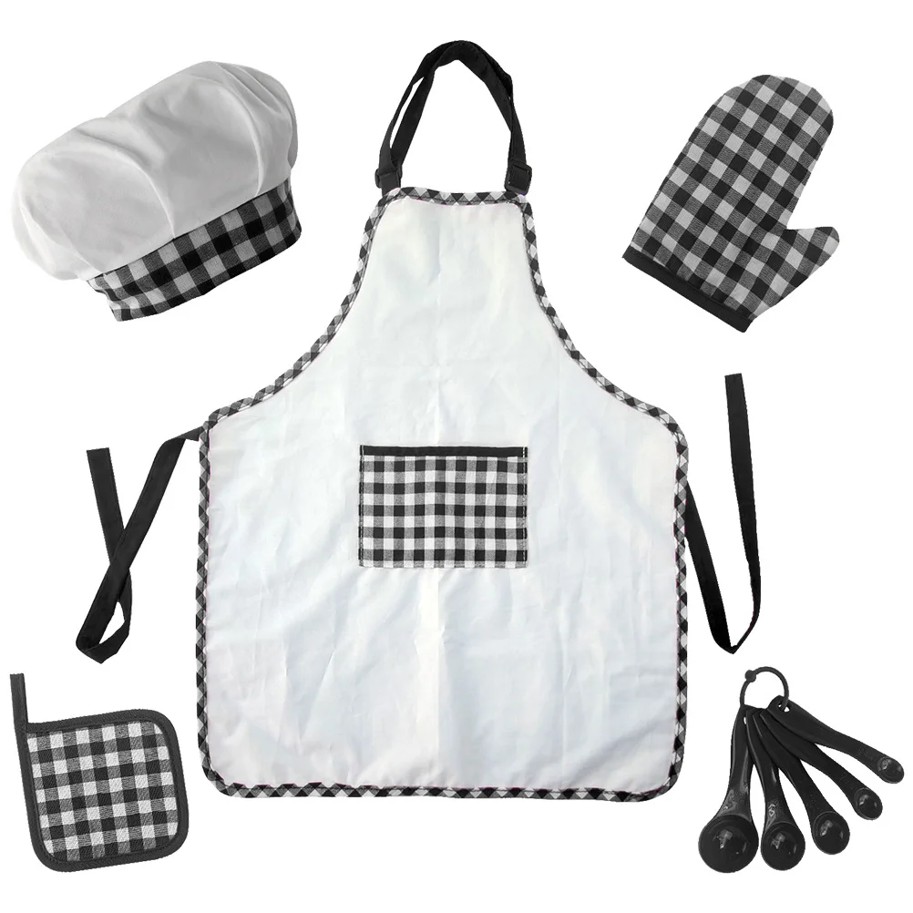

1Set Children Cooking Apron Set Mini Kitchen Baking Tools Superior Material Adjustable Neck Strap Safe Food Grade Perfect