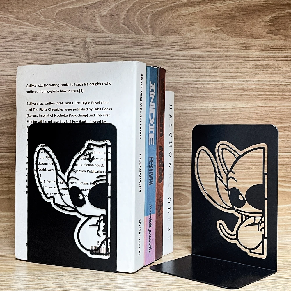 Metal Bookend - Stitch and Angel Bookend Fashionable School Supplies Cute Home Decor Study Room Decor Office Book End