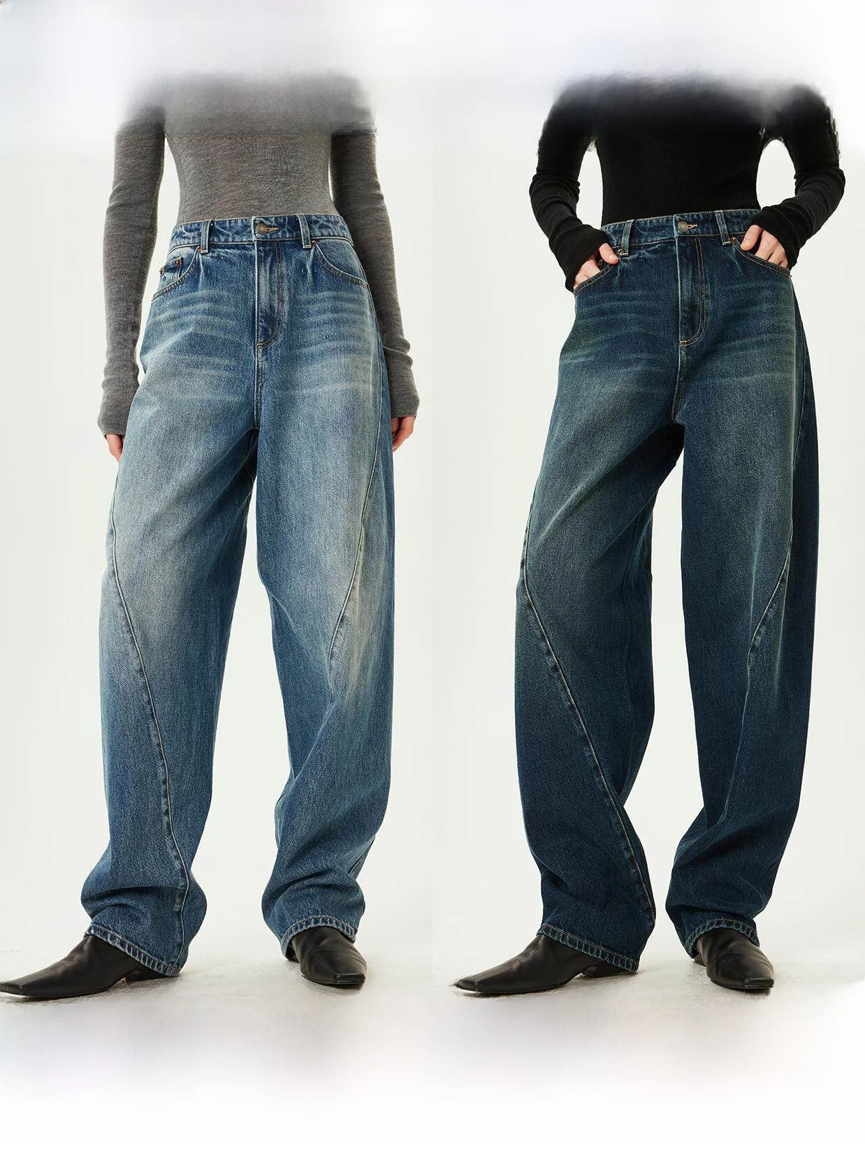 

Fashionable Retro Twisted Jeans Natural Waist Denim Fabric Standard Fit Zipper Closure Four Seasons Universal Ladies Jeans