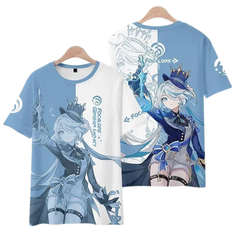 Game Genshin Impact Furina 3D Print T Shirt For Men Clothes Focalors Graphic T Shirts Harajuku Cosplay Women Tee Boy Tshirt Tops