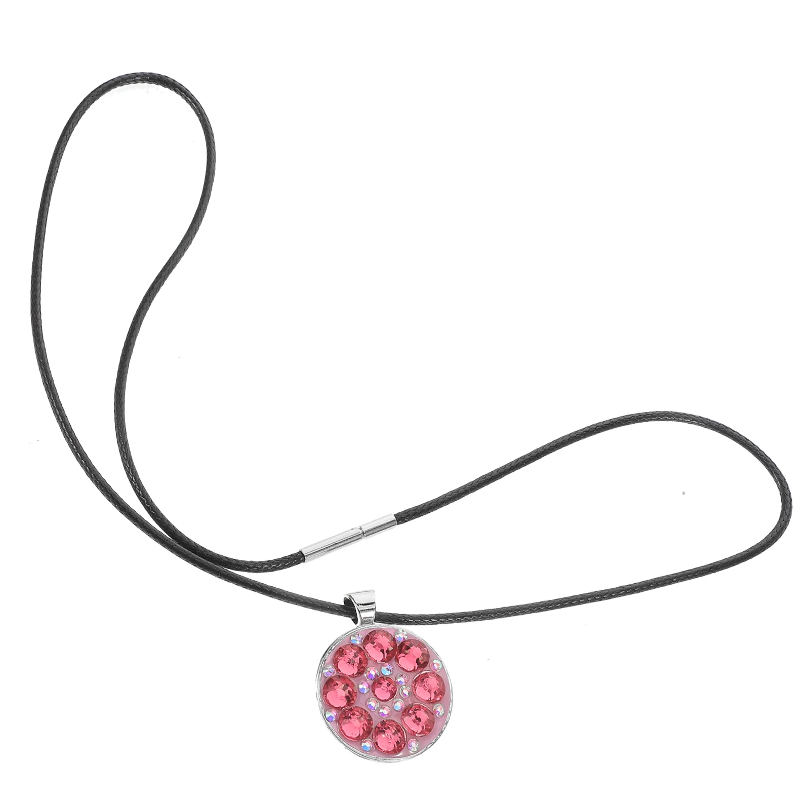 

Golf Crystal Necklace Ball Markers for Women Hat Clip Glass Black Miss Round Cap Putting Green