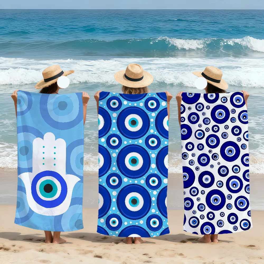 fashion Evil Eye Mystical bright eye catching lucky Soft Beach Towels Quick Dry Pool Towel for Travel Gym bathing Camp Gift