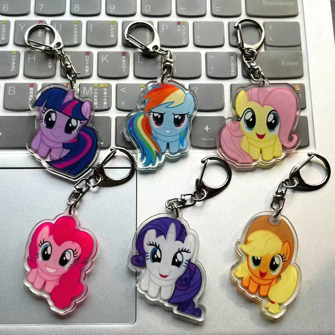 6pc My Little Pony Acrylic Keychain Charm - Cute Double-Sided Backpack Gift for Couple, BFF, School Girls