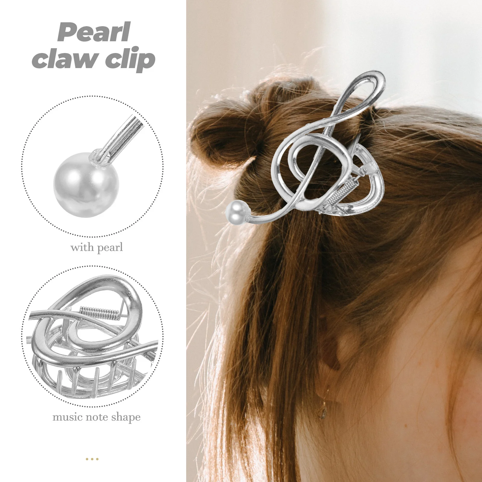 

Stylish Large Hair Claw Clip Pearl Embellished Music Note Design for Women Smooth Grip Hair Styling Accessories