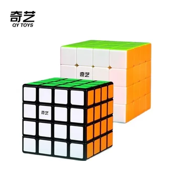 [Picube] QiYi QiYuan 4x4 بدون ملصقات أسود 4x4x4 المكعب السحري سرعة لغز QiYuan S2 سباق Cubo Magico ألعاب تعليمية هدية