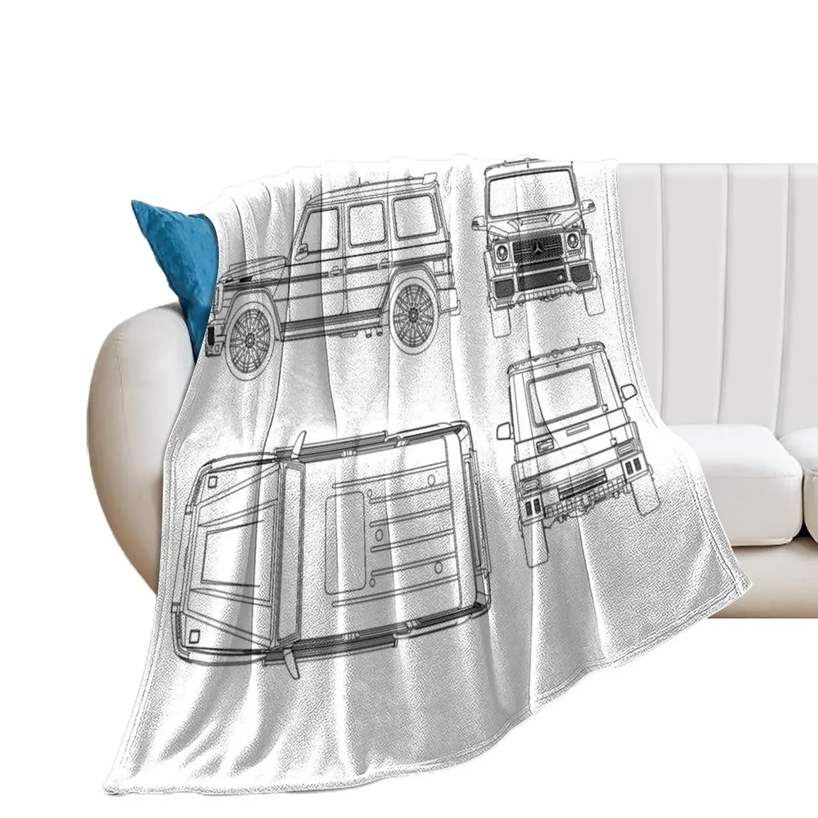 

G-Wagon Tuning Blueprint Throw Blanket Tourist bed plaid Blankets