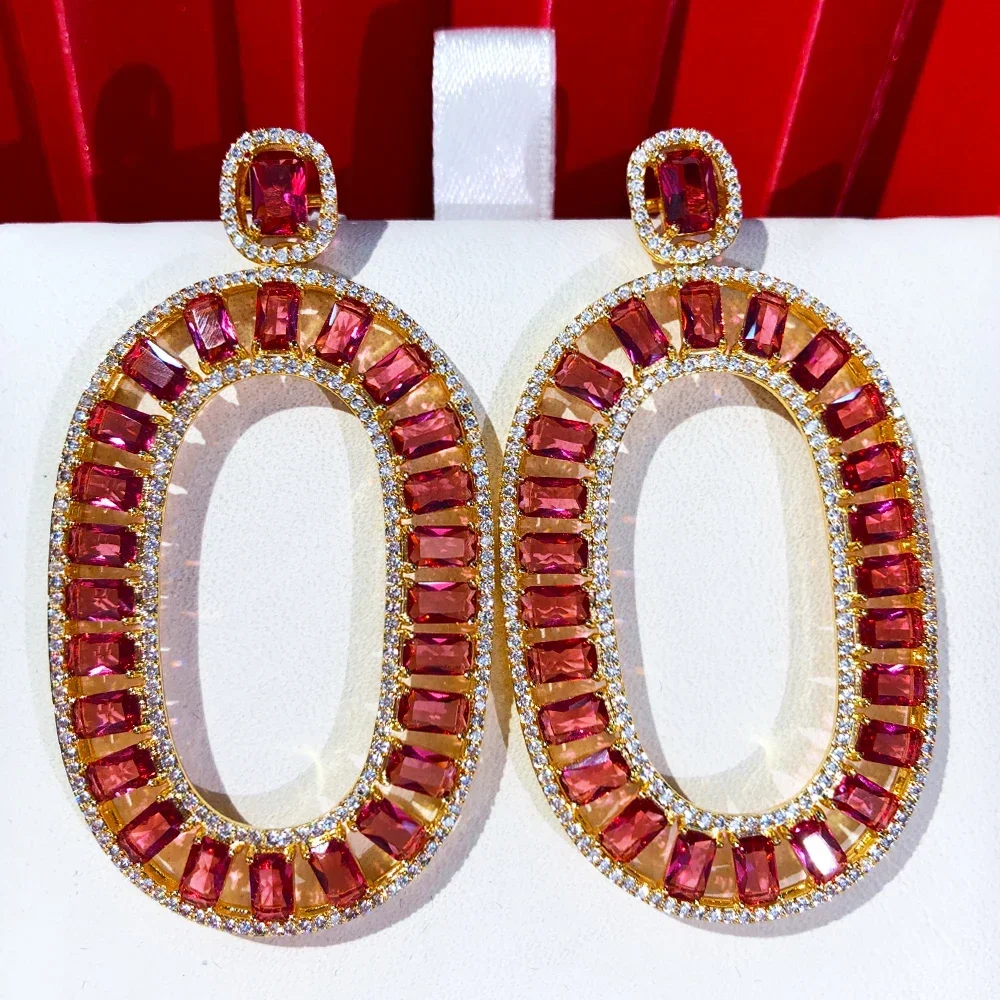 

Kellybola Luxury Trendy Big Oval Drop Pendant Earrings For Women Bridal Wedding Daily Party Show Romantic for women Gift