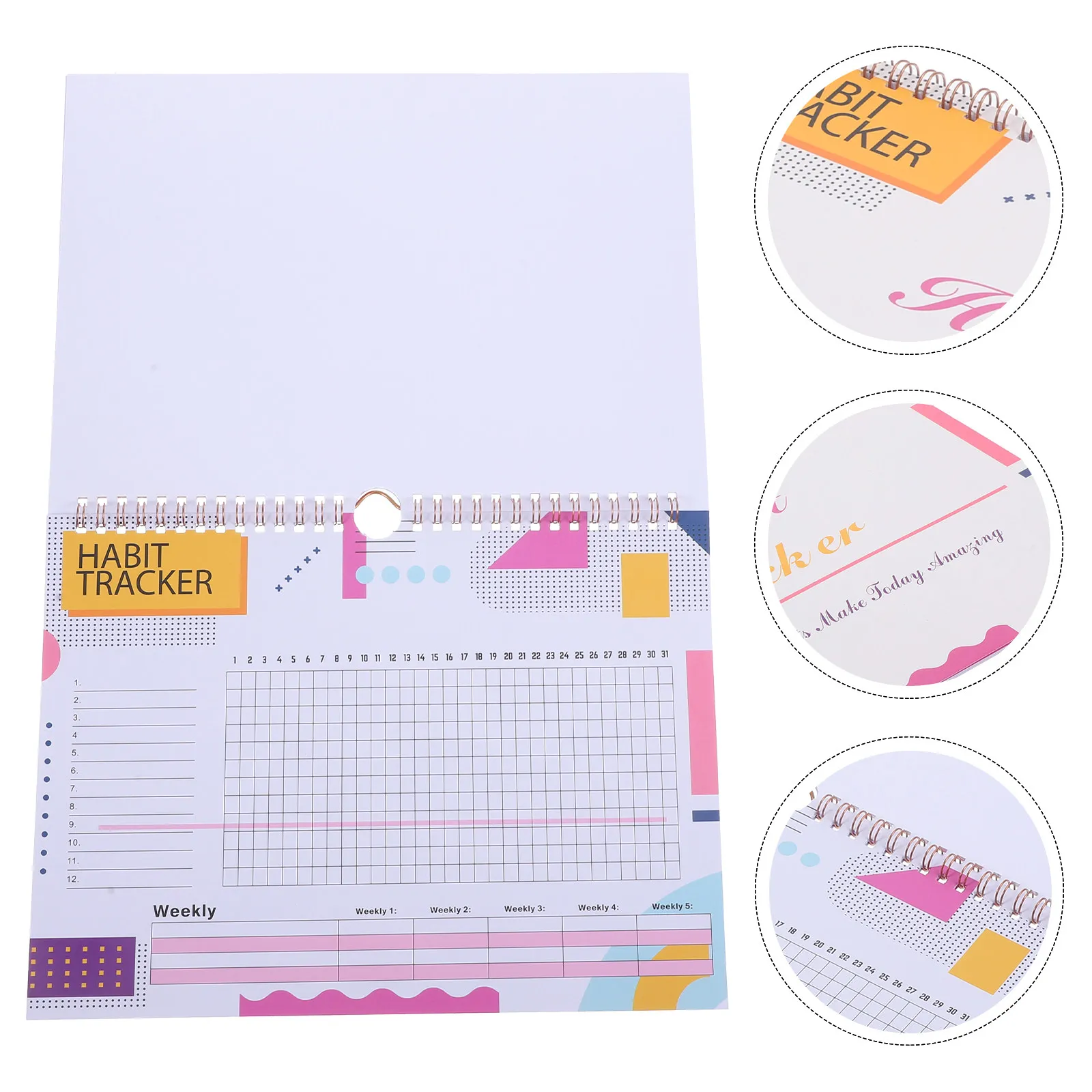 

Lightweight Habit Tracker Planner Undated Monthly Journal for Daily Goals Workout Tracking Mood Monitoring Productivity